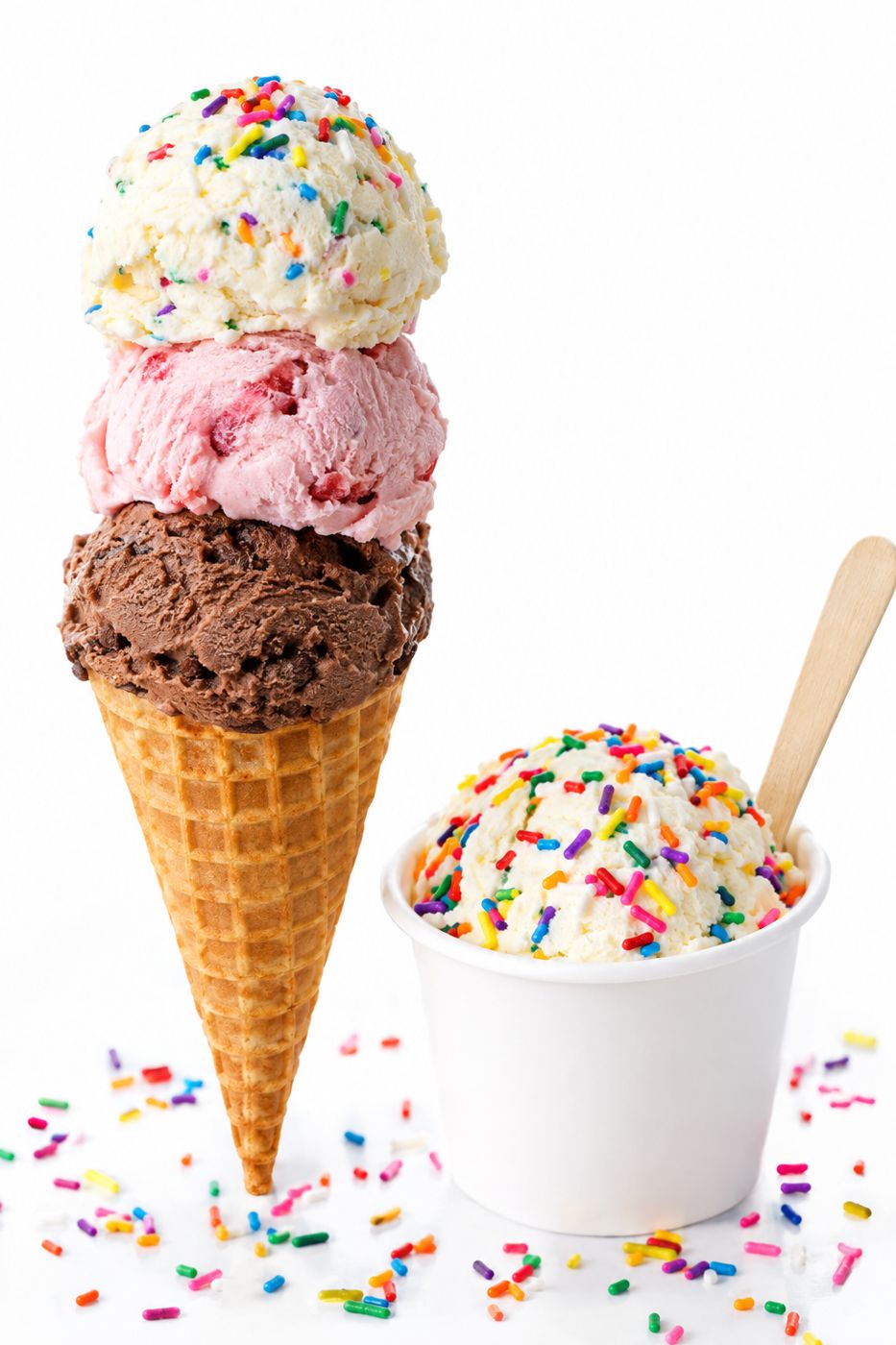 Ice cream cones and cups